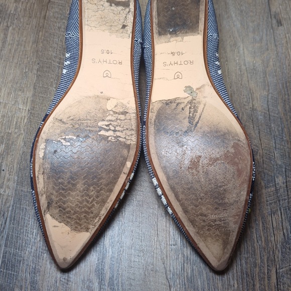 Rothy's The Point Bow Flat Botanical Navy Blue Women's Size 10.5 Retired - Picture 13 of 14